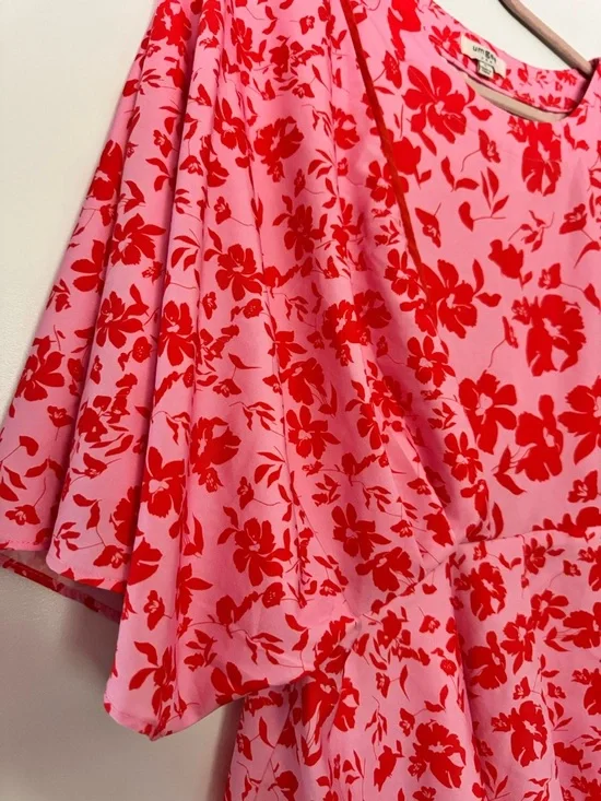 Women’s Floral Peplum Blouse by Umgee Size Large - Pink & Red - Picture 2 of 7